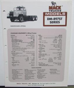 1977 Mack Trucks Model DM 897ST Diagram Dimensions Sales Brochure Original
