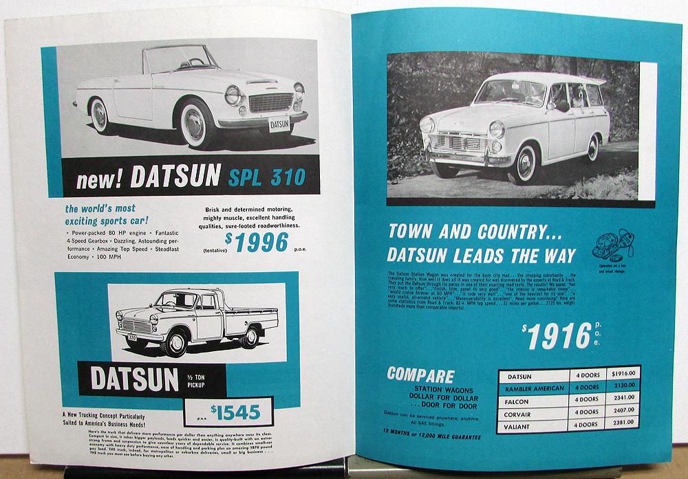 1962 Datsun Dealer Sales Brochure SPL 310 Pickup Wagon Nissan Patrol
