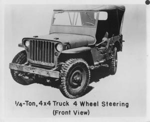 1942 Ford GPW Jeep 1/4 Ton 4x4 Truck 4 Wheel Steering Press Photo with Text 0349