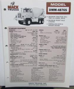 1974 Mack Trucks Model DMM 4876S Diagrams Dimensions Sales Brochure Original