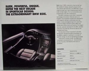 1990 BMW 850i Spec Sheet - European Model
