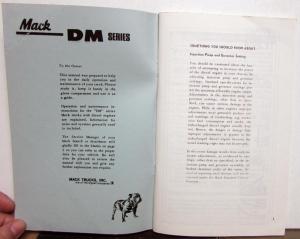 1970 1971 Mack Trucks DM Series Reproduction Operations Manual Original
