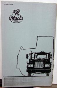 1970 1971 Mack Trucks DM Series Reproduction Operations Manual Original
