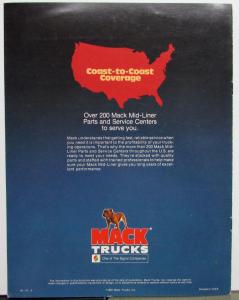 1981 Mack Trucks Mid Liner Tractor Specifications Sales Brochure Original