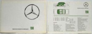 1963 Mercedes-Benz 190 Sales Brochure Large Folder with Spec Data Sheet P1001/3