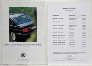2000 BMW Alpina Fine Automobiles for the Connoisseur Sales Brochure w/ Prices