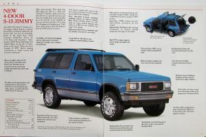 1991 GMC Truck S-15 Jimmy 2- 4-Door 2- 4-WD SLE SLX SL Trim Sales Brochure