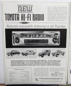 1966-67 Toyota Dealer Sales Data Sheets Land Cruiser Pickup & Hi-Fi Radio Option