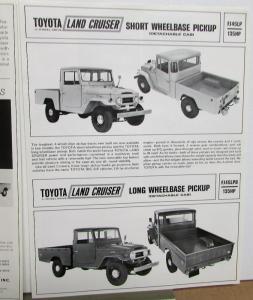 1966-67 Toyota Dealer Sales Data Sheets Land Cruiser Pickup & Hi-Fi Radio Option