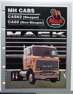 1985 Mack Trucks MH Cabs CAS62 Sleeper CA60 NonSleeper Sales Brochure Original