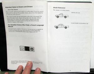 1994 Chevrolet S10 Pickup Truck Owners Manual Regular Club Coupe