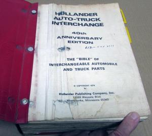 1964-74 Hollander Car & Truck Parts Interchange Book 40th Edition GM Ford Mopar