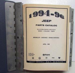 1994 1995 1996 Jeep Dealer Parts Catalog Grand Cherokee Wrangler YJ XJ ZJ Models