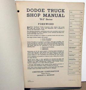 1950 Dodge B-2 Series Trucks Dealer Service Shop Repair Manual Original D-13231