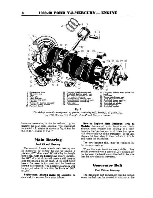 1939 1939 1940 Ford Mercury Flathead V8 Engine Repair Manual