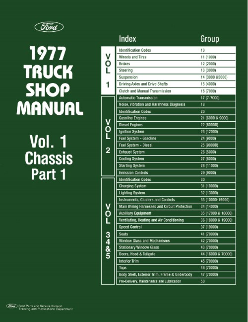 1977 Ford Truck F150 250 350 & Up Service Shop Manual
