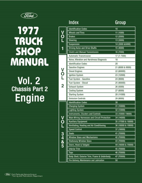 1977 Ford Truck F150 250 350 & Up Service Shop Manual
