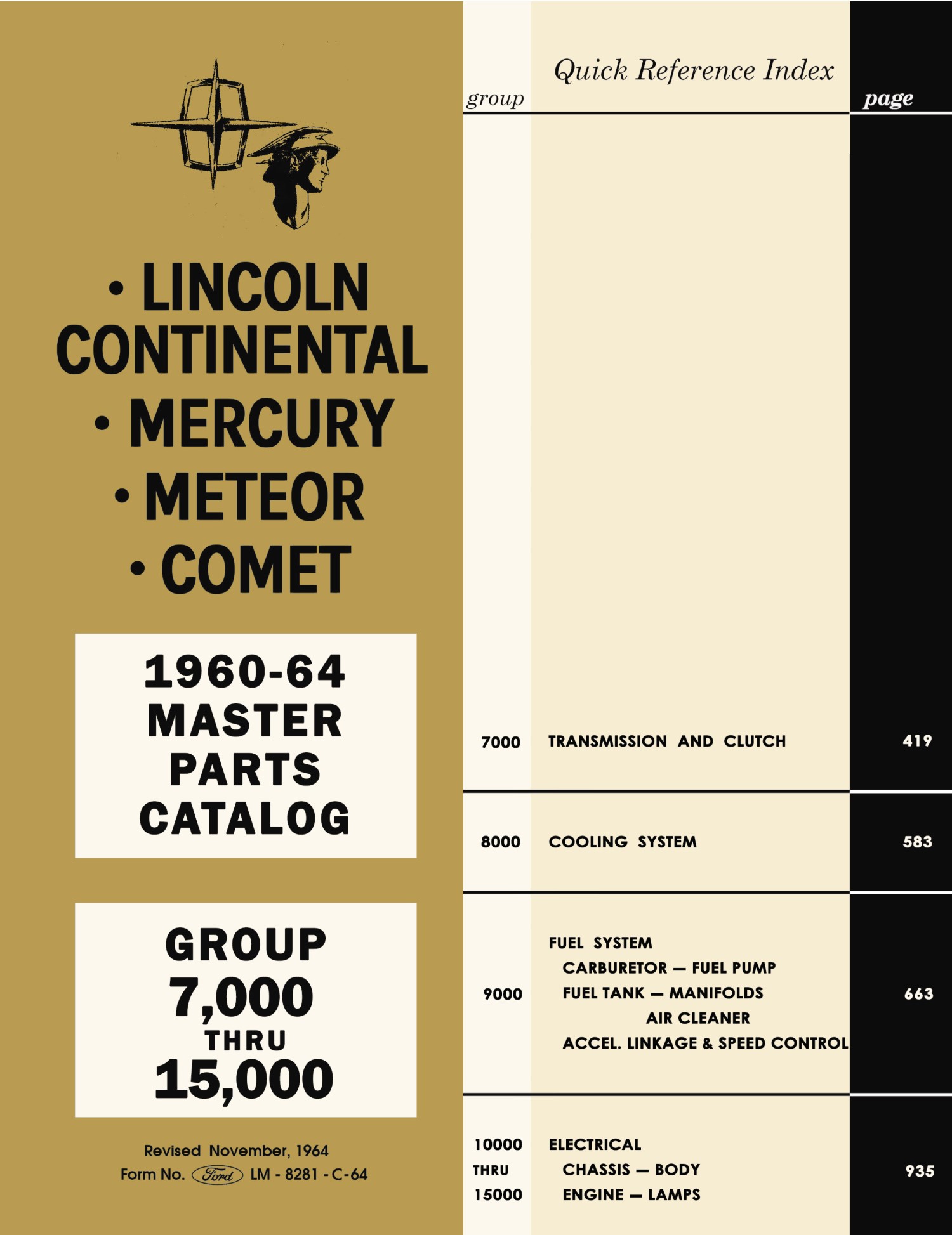 1960 1961 1962 1963 1964 Lincoln Mercury Master Parts Catalog