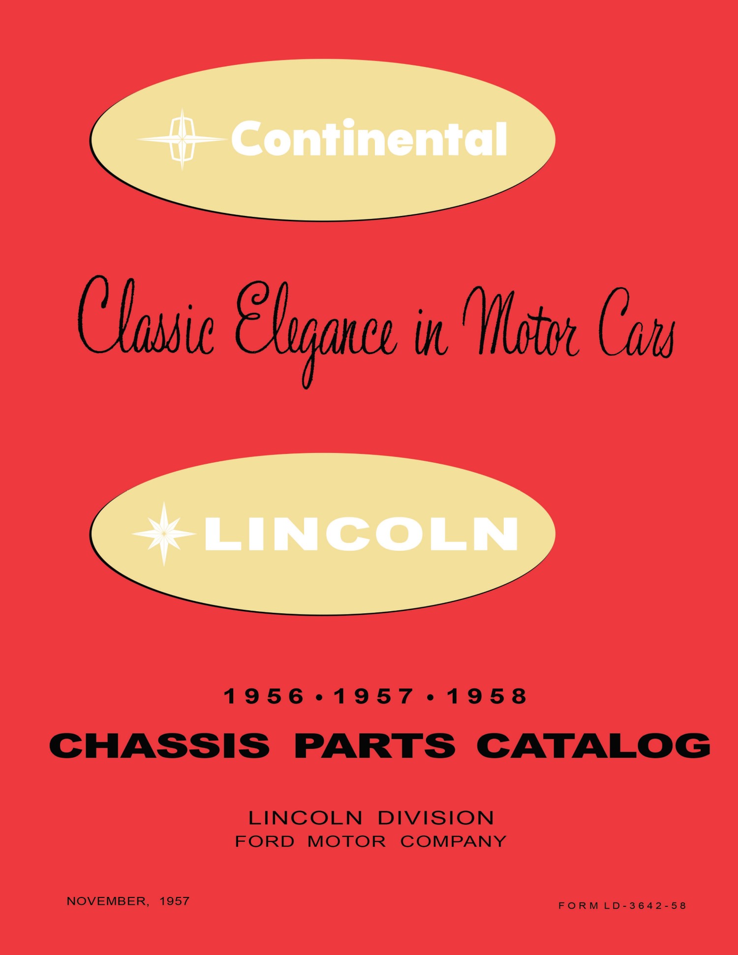 1956 1957 1958 Lincoln Chassis Parts Catalog