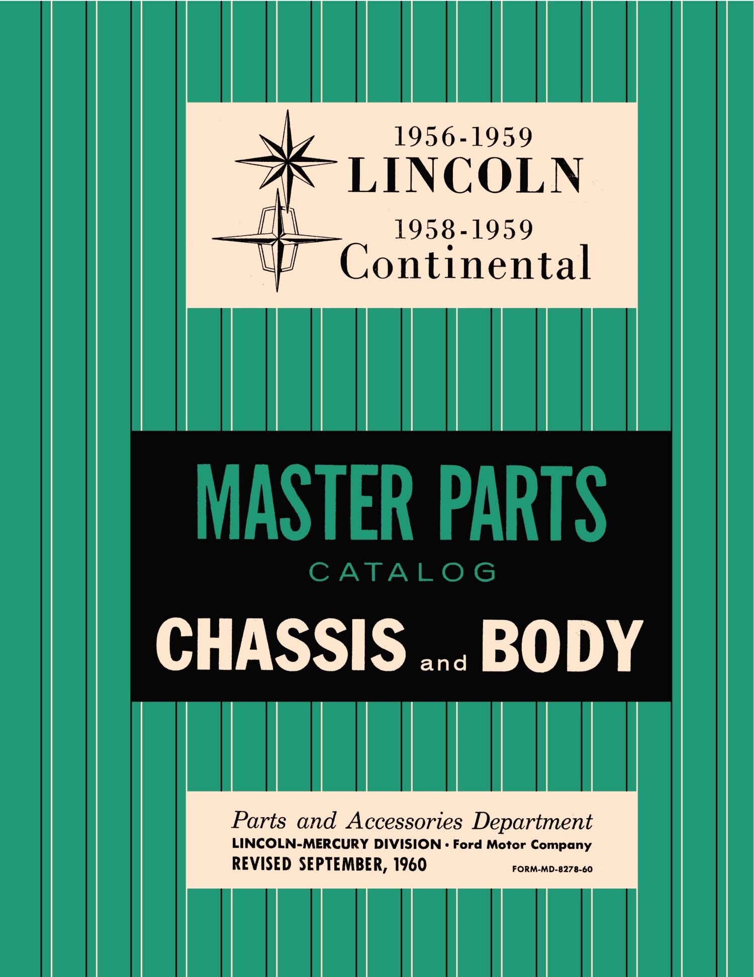 1956 1957 1958 1959 Lincoln Master Parts Catalog