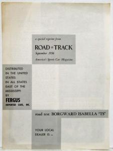 1956 Borgward Isabella TS Reprint of Road & Track Road Test No 112