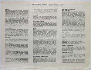 1975-1980 Bristol 412 Convertible-saloon Spec Sheet