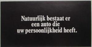 1980-1985 er een auto die uw persoonlijkheid heeft Sales Folder - Dutch