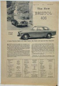 1959 Bristol 406 Reprint Article from The Motor August 27 1958