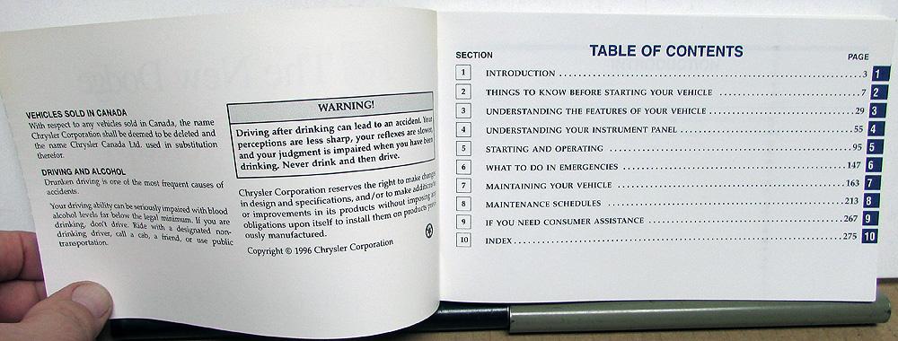 1997 DODGE RAM 1500 OWNERS MANUAL PDF visual data 7