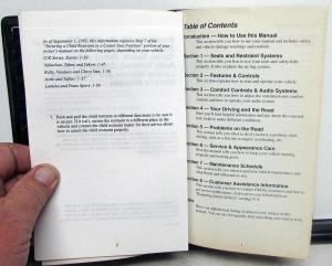 1995 Chevrolet Tahoe Suburban Truck Owners Manual