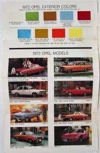 1972 Opel Exterior Colors Paint Chips Folder with Specifications
