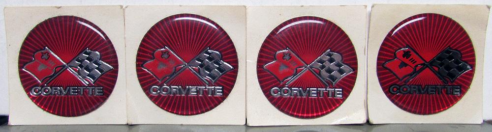 NOS Corvette Wheel Center Caps Inserts Stickers Decals Chevrolet 1.5" Set Of 4