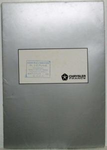 1971 Chrysler Sales Folder with Small Posters - 180 160 160 GT - French Text