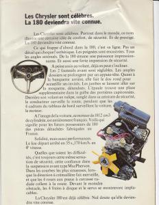 1973 Chrysler 180 Blue Car Sales Folder - French Text