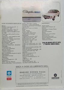 1974 Chrysler 160 Sales Folder - French Text