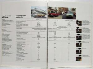 1975 Chrysler 160 180 and 2 Litre Sales Brochure - French Text