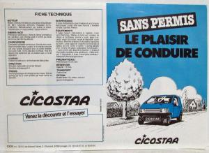 1980-1985 Cicostar Spec Sheet - French Text