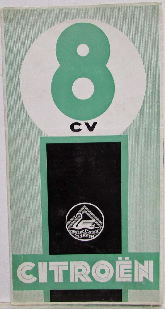1933 Citroen 8CV Sales Folder/Poster - French Text