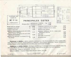 1950 Citroen 45 Engine Spec Sheet - French Text
