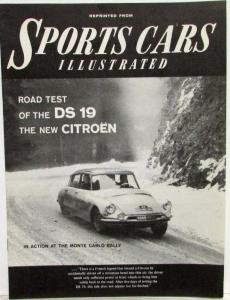 1957 Citroen DS 19 Reprint of Sports Cars Illustrated Test