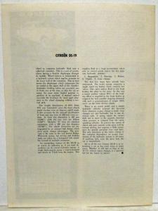 1957 Citroen DS 19 Reprint of Road & Track Road Test and Technical Review