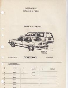 1991 92 93 Volvo 940 960 Series Parts Catalog USA and Canada English & French