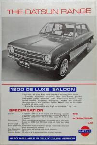 1970 1971 Datsun the Range Sales Folder 1200 1400 1600 1800 2000 - UK Market