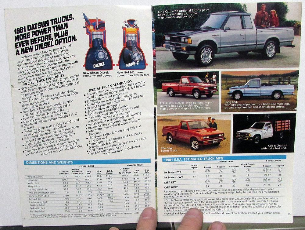 1981 Datsun Line Sales Brochure Catalog 210 310 510 200SX 280ZX Truck King Cab 