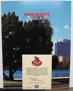 1989 Mack Trucks Model CM 400 Standard Specifications Sales Brochure Original