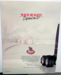 1989 Mack Model CH 600 Series Fold Out Poster Sales Brochure Original