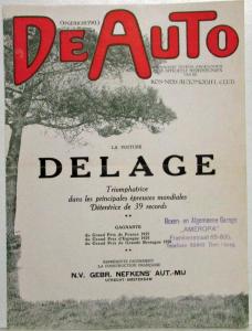 1926 Delage 6-Cylinder Sales Brochure - French/Dutch Text