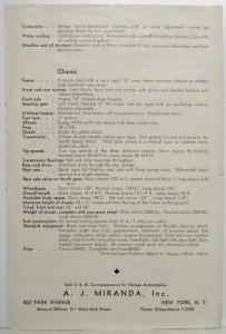1931-1932 Delage Type D8 Straight Eight Spec Sheet