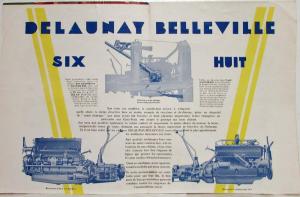 1931-1932 Delaunay Belleville 8 and 6 Sales Folder Poster - French Text