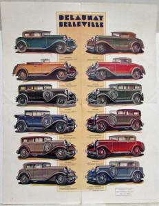 1931-1932 Delaunay Belleville 8 and 6 Sales Folder Poster - French Text